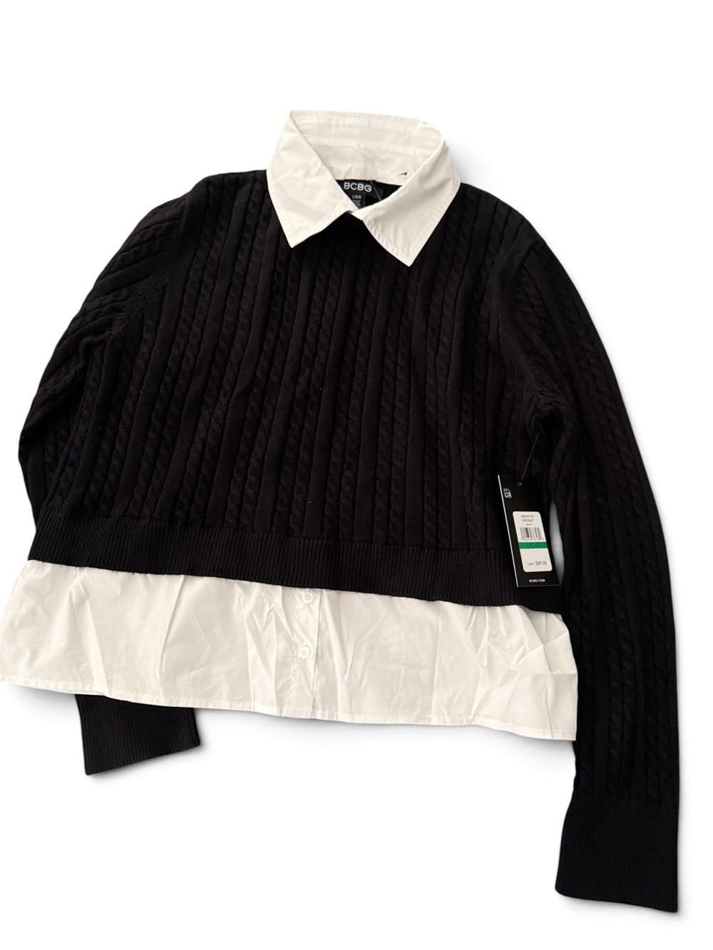 BCBG Layered Black & White Sweater
